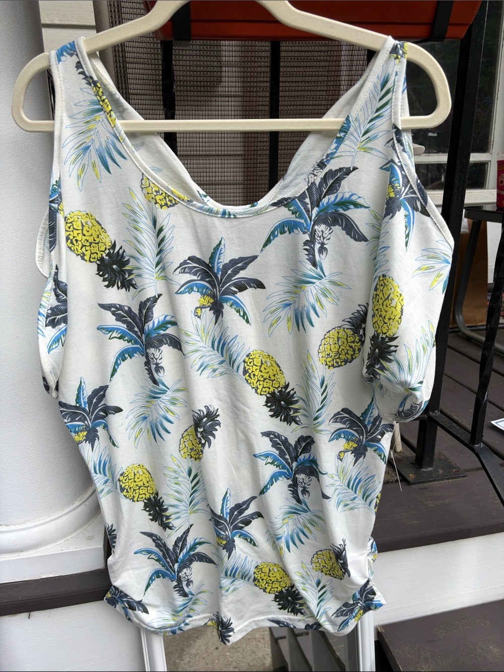 Women’s White Pineapple Print Tank Top